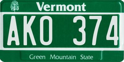 VT license plate AKO374