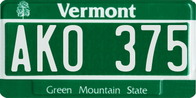 VT license plate AKO375