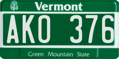 VT license plate AKO376