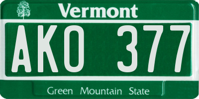 VT license plate AKO377