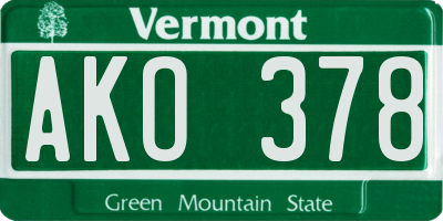 VT license plate AKO378