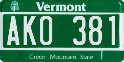 VT license plate AKO381