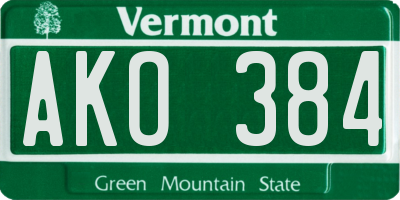 VT license plate AKO384