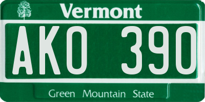 VT license plate AKO390