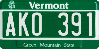VT license plate AKO391