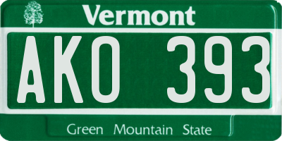 VT license plate AKO393