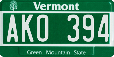 VT license plate AKO394