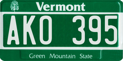 VT license plate AKO395