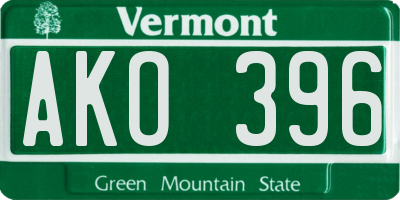 VT license plate AKO396