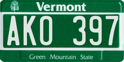 VT license plate AKO397