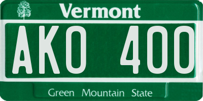 VT license plate AKO400