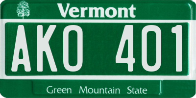 VT license plate AKO401