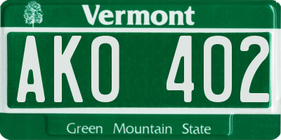 VT license plate AKO402