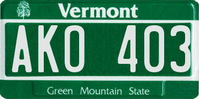 VT license plate AKO403
