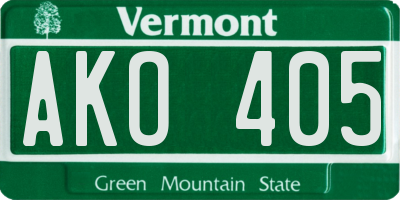 VT license plate AKO405