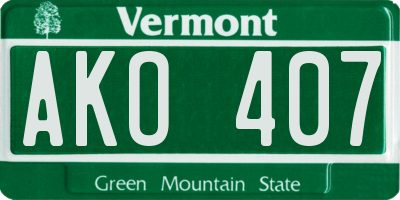 VT license plate AKO407