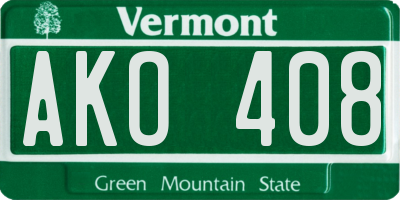 VT license plate AKO408