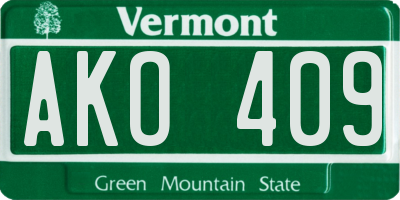 VT license plate AKO409