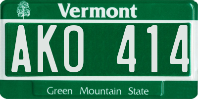 VT license plate AKO414