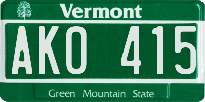 VT license plate AKO415