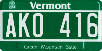 VT license plate AKO416