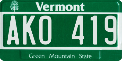 VT license plate AKO419