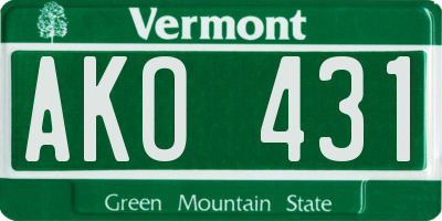 VT license plate AKO431