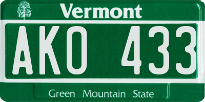 VT license plate AKO433