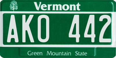 VT license plate AKO442