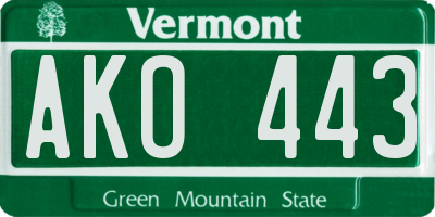 VT license plate AKO443