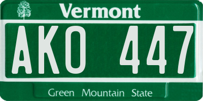 VT license plate AKO447
