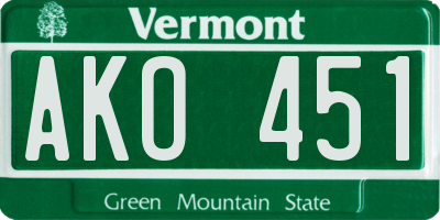 VT license plate AKO451