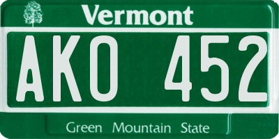 VT license plate AKO452