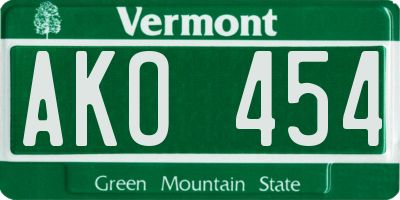 VT license plate AKO454