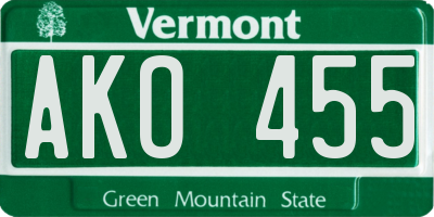 VT license plate AKO455