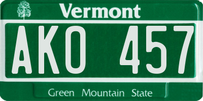 VT license plate AKO457