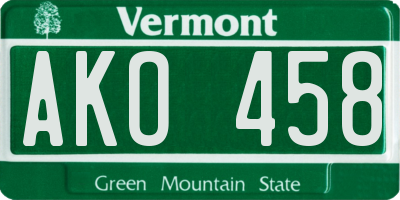VT license plate AKO458