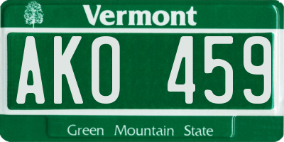 VT license plate AKO459