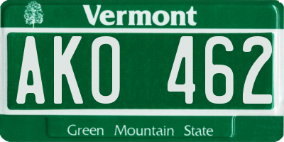 VT license plate AKO462