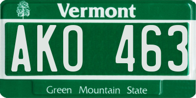 VT license plate AKO463