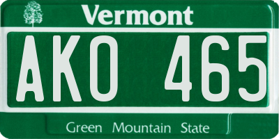 VT license plate AKO465