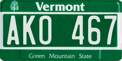 VT license plate AKO467