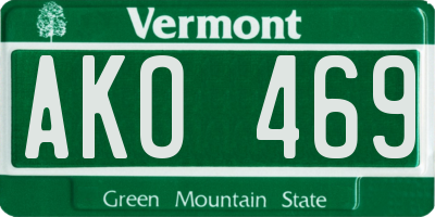 VT license plate AKO469