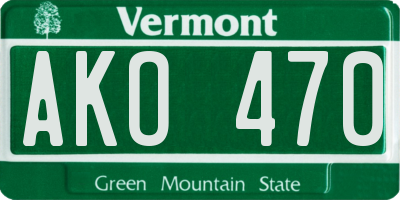 VT license plate AKO470