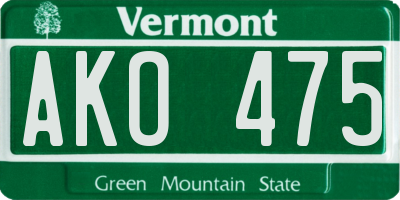 VT license plate AKO475