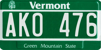 VT license plate AKO476