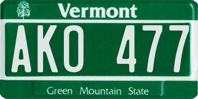VT license plate AKO477