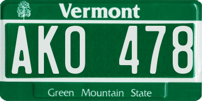 VT license plate AKO478
