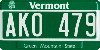 VT license plate AKO479