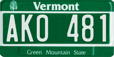 VT license plate AKO481